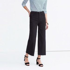 Madewell High Waist Wide Leg Crop Jeans Drop Hem 27 True Black